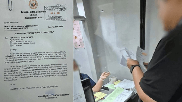 Senate impeachment court, isinilbi ang subpoena kay Mayor Baste Duterte para sa impeachment trial