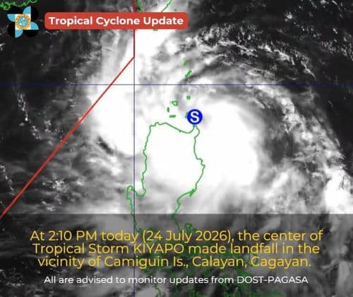 Bagyong Kiyapo, nag-landfall sa Camiguin Island sa Calayan, Cagayan ngayong hapon